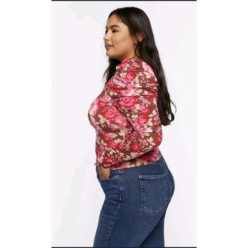 Forever 21 Mesh Floral Long Sleeve Bodysuit 2X #462 NWT